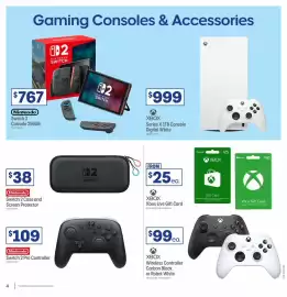 Officeworks catalogue Page 4: Xbox Series X 1TB Console Digital White €999,00, Nintendo Switch 2 Console 256GB €767,00