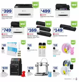 Officeworks catalogue Page 9: Xerox Standard Yield Cyan, Magenta, Yellow Toner €169,00, QuDo 3D Printer Adhesive Glue €15,00