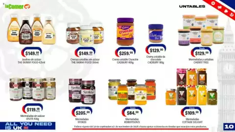 Folleto La Comer Página 10: The Skinny Food Crema untablo sin azúcar €149,00, Mermeladas ROBERTSON'S €84,00