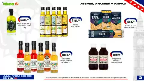Folleto La Comer Página 2: Womersley variedad de vinagres afrutados €160,00, Kentish Oils Aceites €192,00