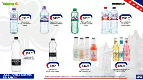 Folleto La Comer Página 20: Highland Spring Agua gasificada €53,00, Highland spring agua natural sport €43,00