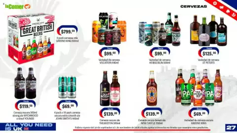 Folleto La Comer Página 27: Vocation €99,00, Hobgoblin variedad de cerveza €99,00