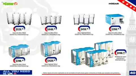 Folleto La Comer Página 40: Essentials vasos highball €428,00, Essentials ravenhead €418,00