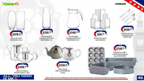 Folleto La Comer Página 41: WILMAX variedad de vaso de vidrio €68,00, Ravenhead jarra de vidrio €348,00
