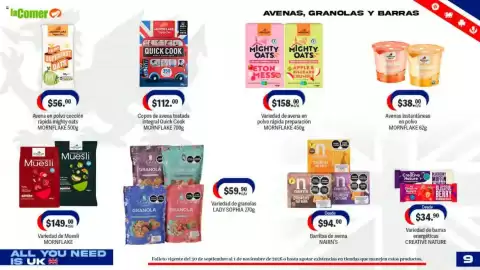 Folleto La Comer Página 9: Lady Sophia Granola €59,90, Nairn's barritas de avena €94,00