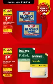 Biedronka gazetka tydzień 40 Strona 3: Masło ekstra Polskie Mlekovita €3,99, Ser Światowid Gouda €5,49
