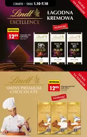 Biedronka gazetka tydzień 40 Strona 43: Czekolada mild Lindt 50% €12,99, Czekolada gold milk Lindt milk hazelnut €12,99