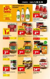 Biedronka gazetka tydzień 40 Strona 47: Sos Culineo spaghetti €4,99, Krem czekoladowy NussMilk Duo €9,99