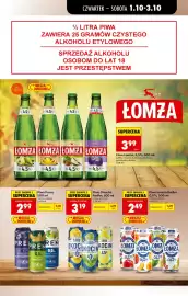 Biedronka gazetka tydzień 40 Strona 61: Piwo Łomża 4,5% jabłko i trawa żubrowa €3,99, Piwo Prem Melon 4,5% €2,99