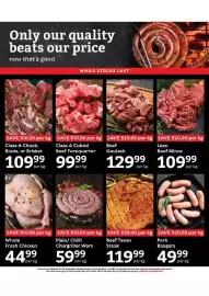 Oxford Freshmarket catalogue Page 2: Class A Cubed Beef Forequarter €99,99, Chargriller Wors €59,99