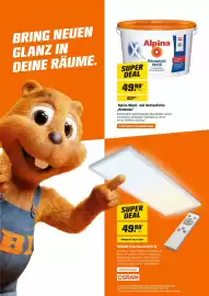 OBI Flugblatt Seite 9: Alpina Wand-Deckenfarbe Renomax €49,99, Osram LED-Panelleuchte Planon Easyfix €49,99