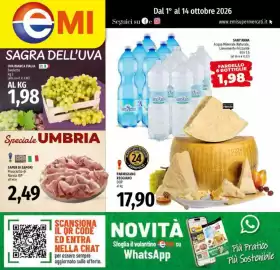 Volantino Emi Supermercati Pagina 1: Uva bianca Italia Bauletto €1,98, Saper di sapori Prosciutto di Norcia IGP €2,49