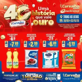 Catálogo Carvalho Supermercado Página 5: Açúcar Cristal Olho D'Água €2,99, Leite pó pct int leitbom €6,89