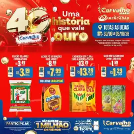 Catálogo Carvalho Supermercado Página 6: Café moído santa clara €13,29, Achoc pó 3 corações €7,99