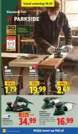 Lidl folder week 41 Pagina 35: Parkside Schaafmachine €34,99, Parkside Multifunctionele schuurmachine €16,99