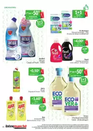 Intermarché folder Pagina 26: Fleuril Vloeibaar wasmiddel €8,00, Ajax Huishoudreiniger €1,60