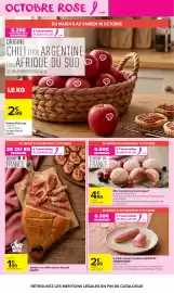 Catalogue Carrefour Market page 5: OCTOBRE ROSE & 0.25€ POUR L'ACHAT D'1 KG REVERSÉS ORIGINE à l'association RUBAN ROSE DU