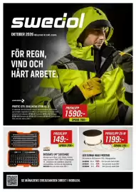 Swedol reklamblad Sida 1: Bahco bitssats 1/4" 59/s54bc €149,00, Award led slinga halo frostad €1.199,00