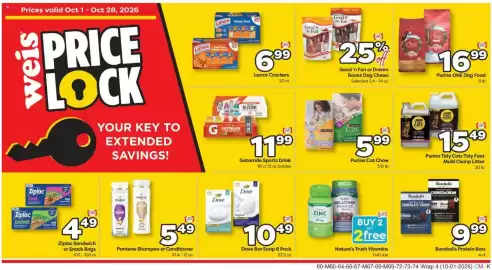 Weis Markets weekly ad Page 3: Purina Tidy Cats Tidy Feet Multi Clump Litter €15,49, Purina ONE Dog Food €16,99