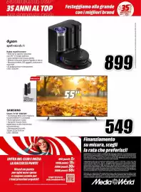 Volantino MediaWorld Pagina 20: Samsung Smart TV 55" 55M70H €549,00, Dyson spot+scrub Ai €899,00