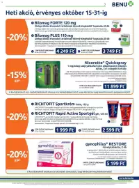 Benu Gyógyszertárak akciós újság Oldal 3: Nicorette Quickspray €11.899,00, Gynophilus restore hüvelytabletta €5.199,00