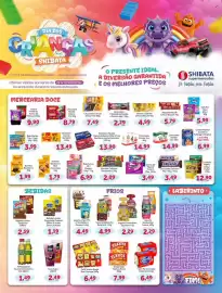 Folheto Shibata Supermercados Página 1: Bala Amos 4D / Peelerz €6,90, Biscoito Trakinhas Recheado €2,09