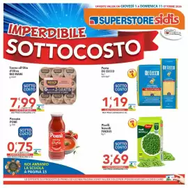 Volantino Sidis | superstore Pagina 1: Piselli Novelli Findus €3,69, Pasta De Cecco €1,19