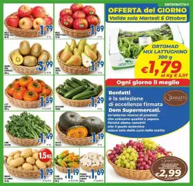 Volantino DEM Pagina 9: Zucca delica €1,19, Cime di rapa €1,49