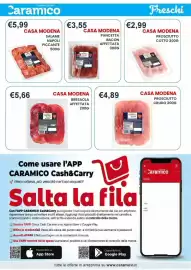 Volantino Caramico Pagina 14: Bresaola affettata Casa Modena €5,66, Prosciutto crudo Casa Modena €4,89