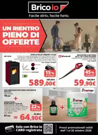 Volantino Brico Io Pagina 1: Soffiatore a batteria Einhell €59,90, Stufa a pellet Adrano 7 Plus Invicta €589,00