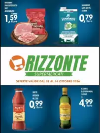Volantino Orizzonte Supermercati Pagina 1: Prosciutto cotto Deli' Rovagnati €1,59, Mutti Passata €0,99