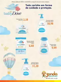 Folheto Sonda Página 3: Shampoo dove baby €9,99, Sabonete liquido dove baby €11,28
