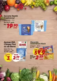 Tabloide Dia Página 3: Açúcar dia, campo fino ou da barra €2,99, Macarrão instantâneo nissin €2,49