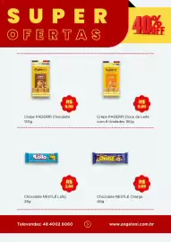 Encarte Angeloni semana 40 Página 2: SUPER OFERTAS Paderrí CREPE CHOCOLATE R$ 9,90 Crepe PADERRI Chocolate 150g Lollo 239