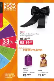 Catálogo Jequiti Página 43: Sacola dourada €8,90, Presilha de Cabelo com laço €19,90