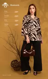 Catálogo Woolworth Página 5: DELCOL Woolworth. Blusa sku: 2200142001349 Tallas: OX-3X Pantalón sku: 2500084838158 Tallas