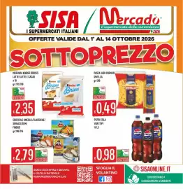Volantino IperSisa Pagina 1: Kinder Brioss €2,35, Croccole Omega 3/Classiche/Spinaci/Semi Findus €2,79