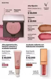 Catálogo Natura Página 142: Una blush liquido radiance €42.000,00, Una blush liquido cushion €40.000,00