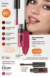Catálogo Natura Página 153: Faces labial liquido matte €22.300,00, Faces labial líquido matte largo €1.999,00