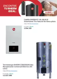 Catálogo Grupo Marquez Página 4: = ENCONTRÁ TU RHEEM IDEAL. (Reem ver productos Rheem ST LOG Calefón RHEEM R7-14L-GN-XI-D