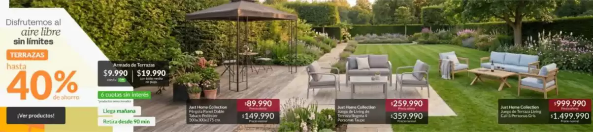 Catálogo Constructor Sodimac Página 1: Just home collection pergola panel doble €89.990,00, Armado de terrazas €19.990,00