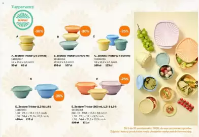 Tupperware gazetka Strona 2: Tupperware ICONIC -30% -30% -25% A B C A. Zestaw Tristar (2 x 340 ml) 11186067 13 x 14,2 x 6,4