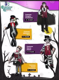 Volantino Iperbimbo Pagina 8: JARNAVAL UEEN رولان 27 Costume Vampiro Tenebroso 5 - 8 anni Costume Scheletro Frac 5 - 8 anni