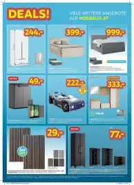 Möbelix Prospekt Seite 5: BOXBETT, Cordstoff Cremefarben €399,00, Keter Müllsackständer €49,00