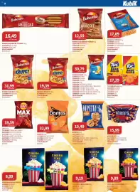 Kubík potraviny leták Strana 9: Bohemia hradecké tyčinky sůl a kmín €16,49, Cinema Time popcorn €8,99