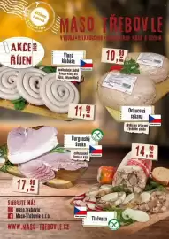 Maso Třebovle leták Strana 1: Vinná klobása €11,90, Ochucená sekaná €10,90