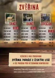 Maso Třebovle leták Strana 4: ZVĚŘINA kýta bez kosti SANC DANCI DIVOCAK 299,- Kč kýta bez kosti 249,- Kč kýta bez kosti