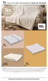 Catalogue Carrefour | SPECIAL NUIT ET COCOONING page 15: La serviette €7,99, Tex HOME Le plaid €19,99