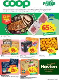 Coop reklamblad vecka 41 Sida 1: Satsumas €20,00, Färsk fläskytterfilé €99,00