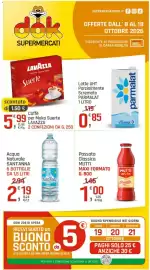 Volantino Supermercati Dok Pagina 1: Latte UHT Parzialmente Scremato Parmalat €0,85, Caffè per Moka Suerte LAVAZZA €5,99